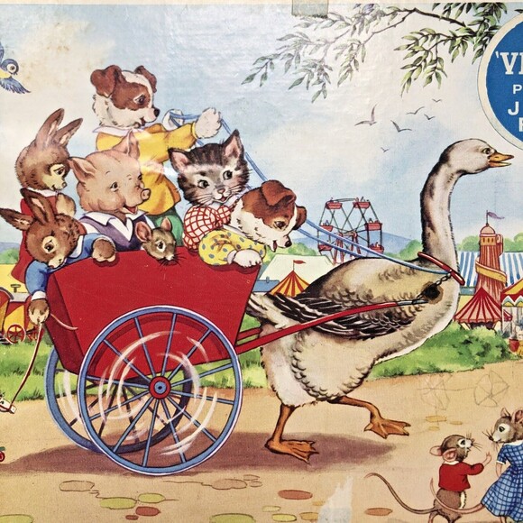 Victory Plywood Jig-Saw Puzzle Vintage 30 Piece Complete Animal Friends at Fair - Picture 13 of 16